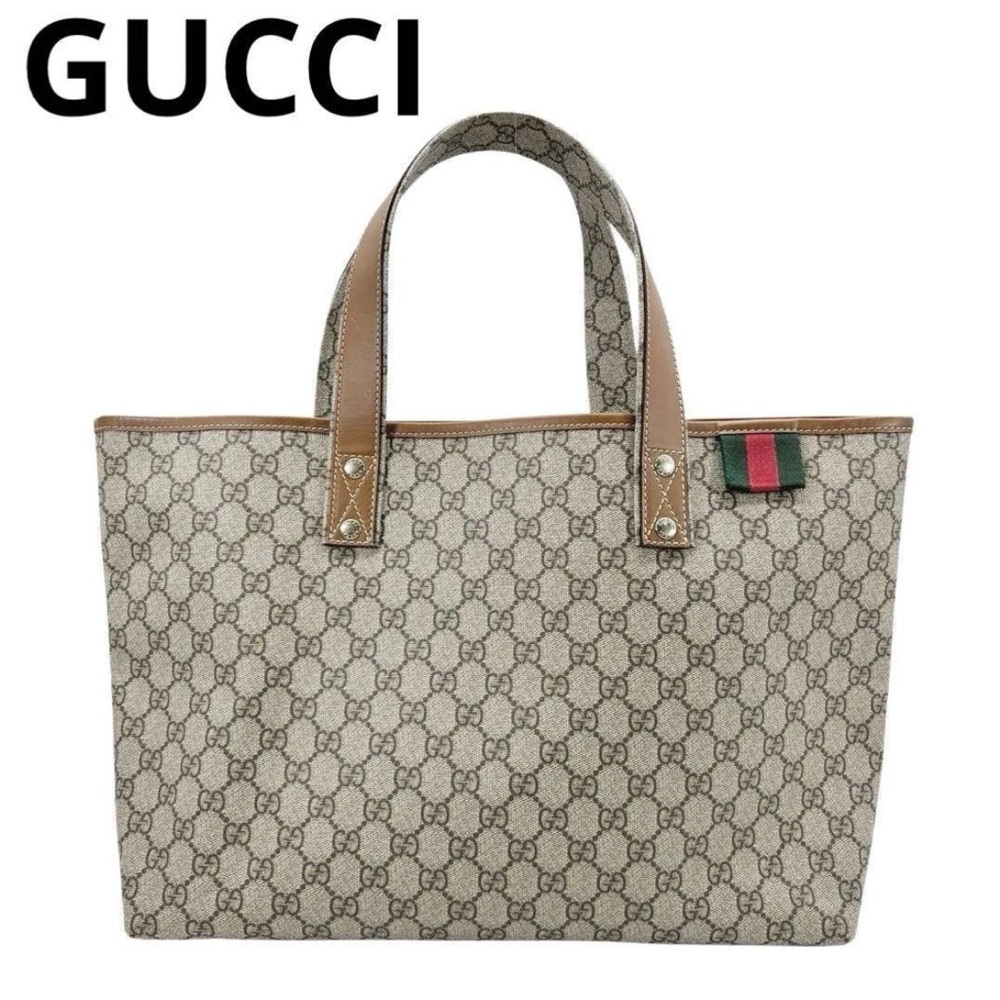 Gucci Beige and Brown Signature Tote